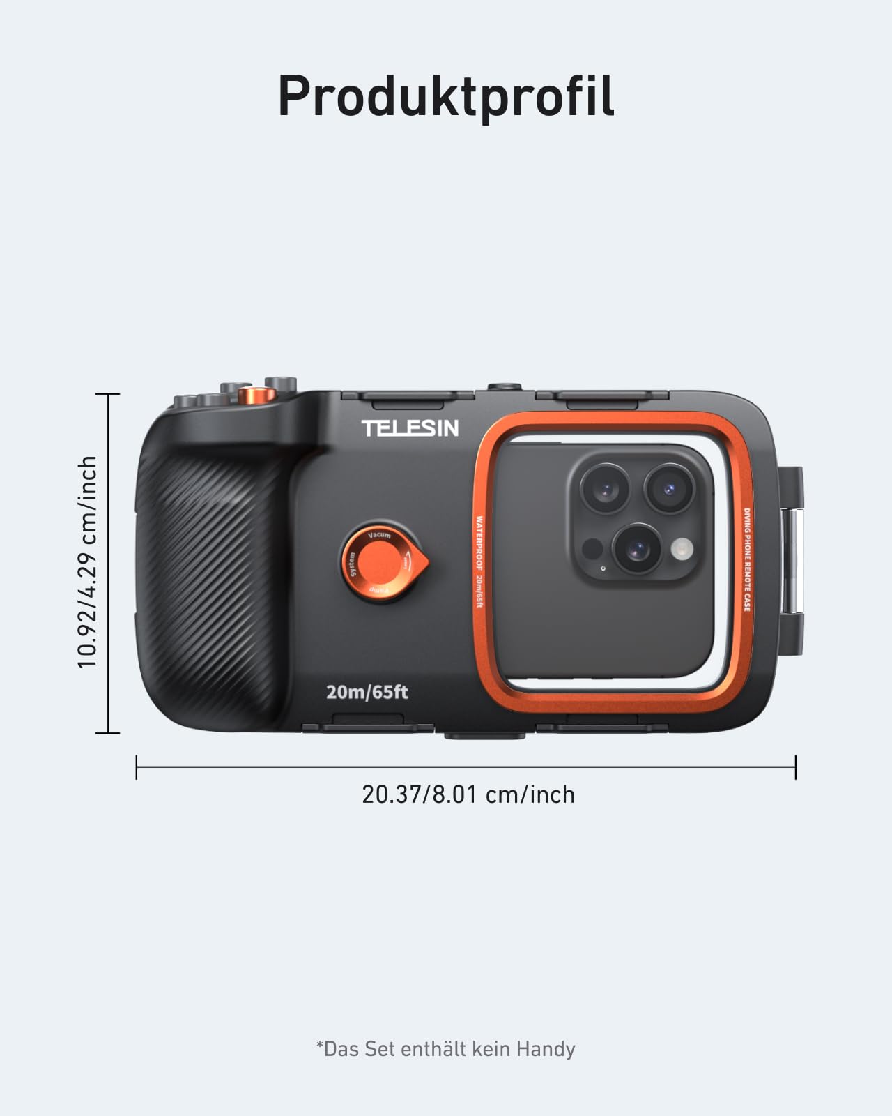 TELESIN Unterwasser Handyhülle Wasserdicht Tauchen Gehäuse Griff für iPhone 17 16 15 14 13 12 11 Pro Max/XS/X Samsung Galaxy
