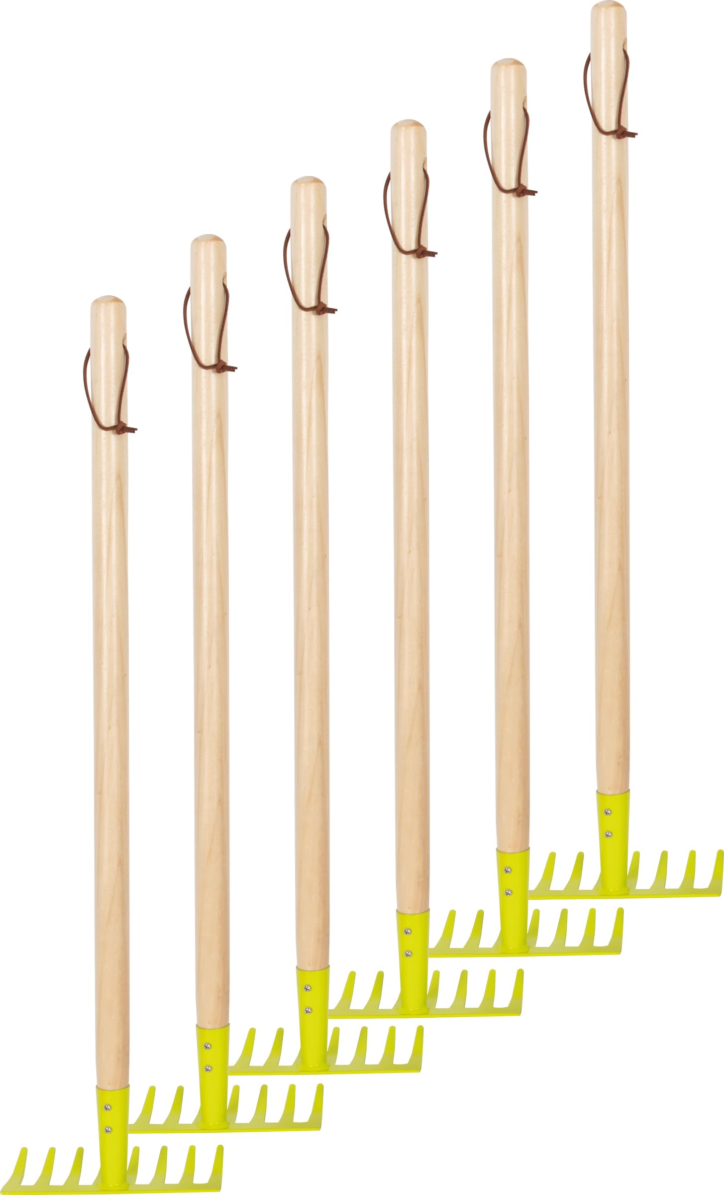 small foot Râteaux, Lot de 6, Vert, en Bois et métal, Outil pour Enfants dès 3 Ans, 12544