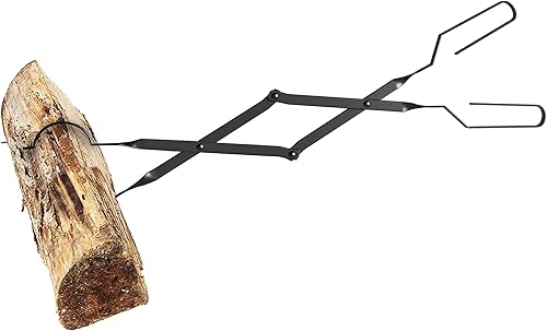 Herramientas de chimenea de diseño de arco, pinzas de leña de 26 pulgadas, agarrador de troncos con hierro forjado hecho a mano para chimenea de