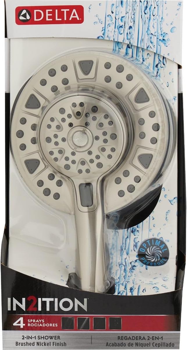 Delta In2ition 4-Spray Dual Showerhead and Handheld Showerhead with Pause in SpotShield Brushed Nickel