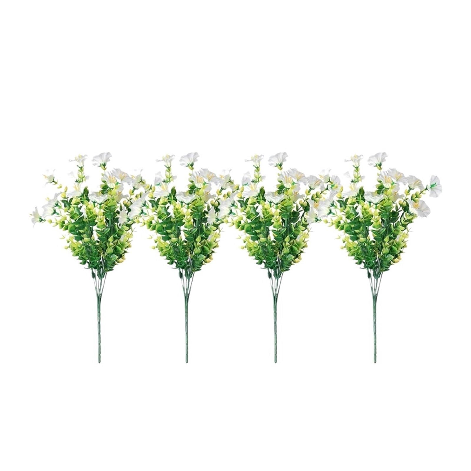 Yeobezn Artificial Buttercup Flowers 12PCS Artificial Flowers Morning Glory Flowers Outdoor Decoration Shrub Plants For Porch Farmhouse Garden Home Yard Decor(White)