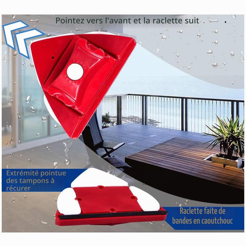 Fcare Nettoyeur de fenêtre magnétique extérieur, Brosse Double Face, Outils de Nettoyage pour vitres, réglable pour Le Nettoyage de fenêtres de Grande Hauteur, épaisseur de 0,8 à 3 cm (Rouge)