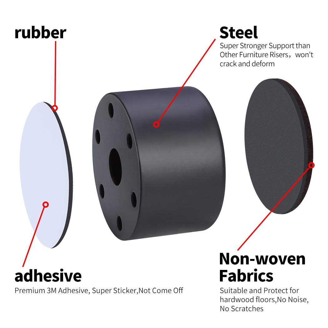 Ezprotekt Confezione Da 16 Rialzi Regolabili Per Mobili, 2,5 Cm