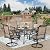 MIXPATIO 5 Pieces Patio Dining Set, Outdoor Table and Chairs, 4 x Textilene Swivel Dining Chairs and 42" Round Black Table, with 1.57" Umbrella Hole, for Cozy Garden Settings, Grey-Brown