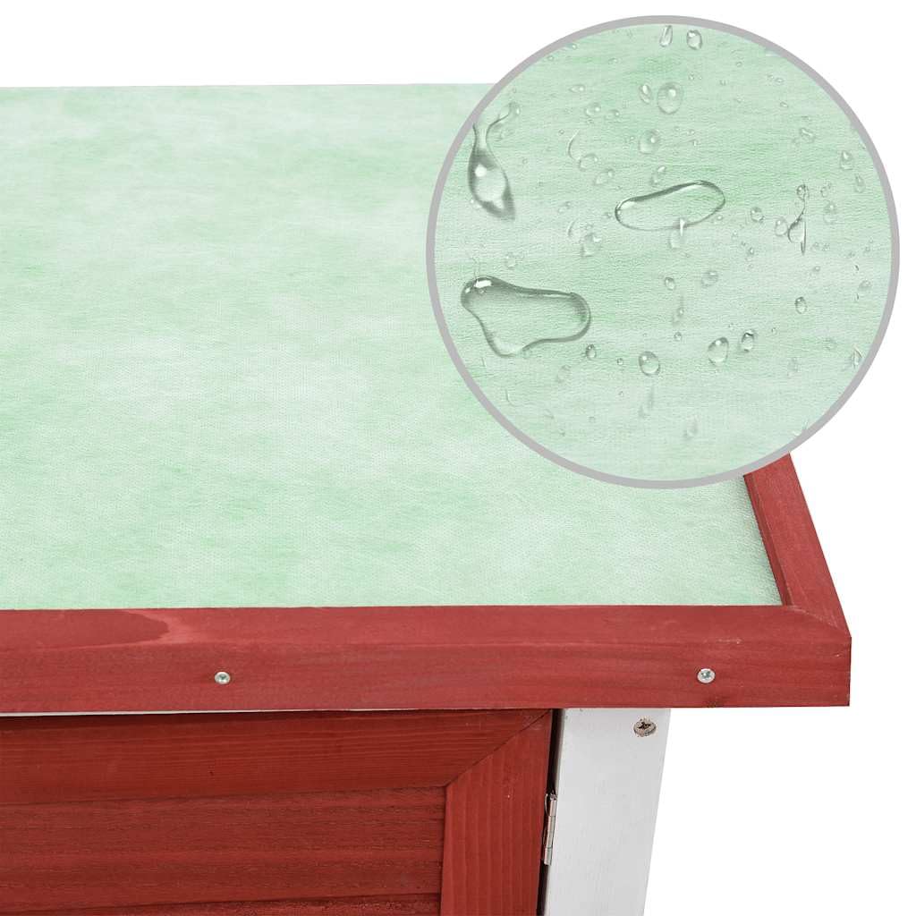 Drewniany domek dla królików z 1 drzwiami, czerwony kurnik dla królików i gryzoni, odporny na warunki atmosferyczne wybieg z kratką drucianą, 90 x 45 x 80 cm, idealny jako wylewka, plac