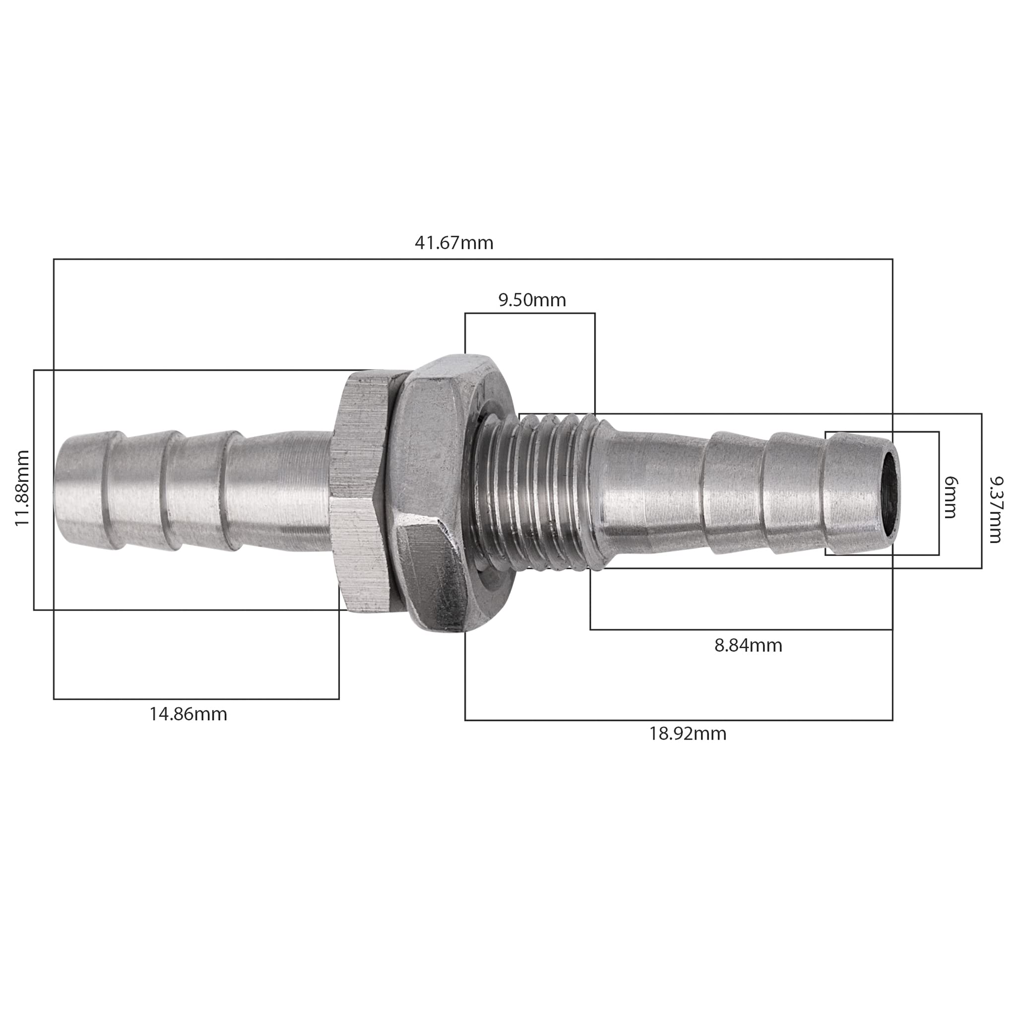 Hose Barb Bulkhead Stainless Steel Barbed Tube Pipe Fitting Coupler ...