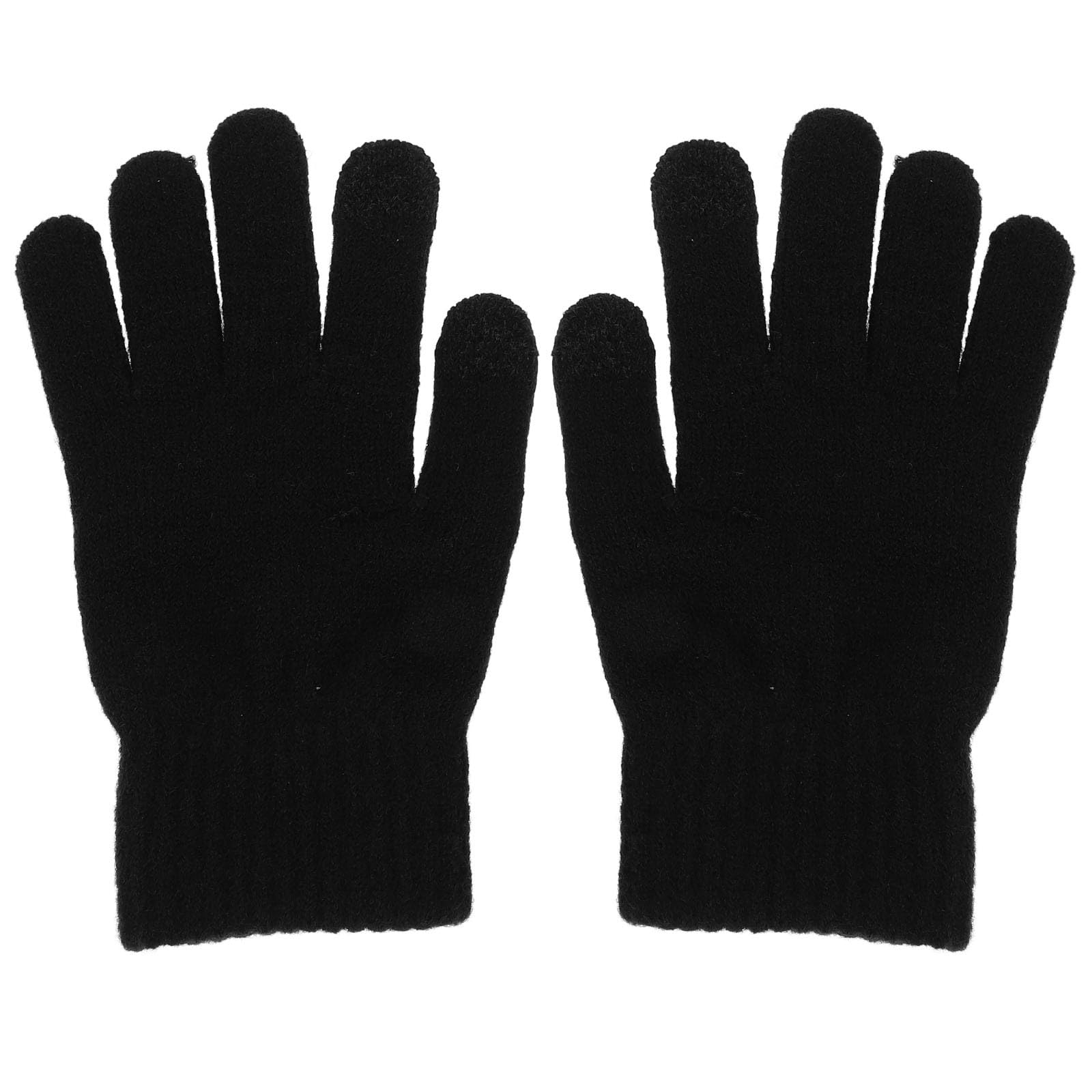 Thermal Knit Winter Gloves for Men Women, Touchscreen Soft Black Plush Lined Gloves for Outdoor Riding Running Cold Weather