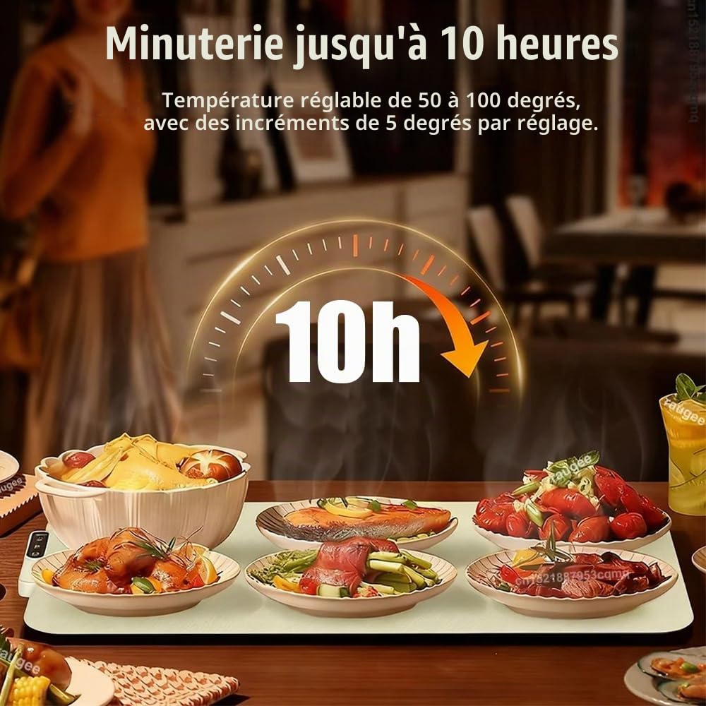 Chauffe Plat Electrique,Plaque Chauffante Portable à Température Réglable,en Matériau Alimentaire,pour Maintenir Au Chaud Ou Décongeler,Idéale pour Les Buffets Et Fêtes,Fabriqué en Silicone Nano
