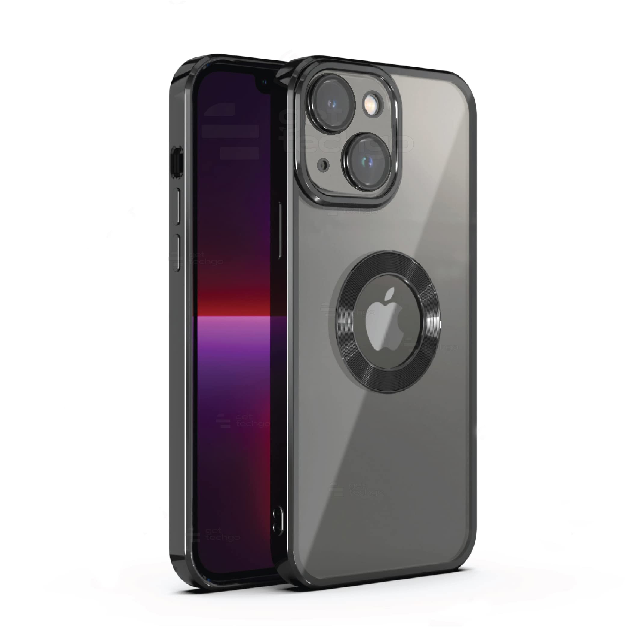 GetTechGo® Electroplated Logo View Back Case Cover Compatible for iPhone 13 | Slim Shockproof | Super Soft TPU | Raised Edges | Anti-Shock | Anti-Yellow (Black) (B0B62Z67FX) Amazon Price History, Amazon Price Tracker