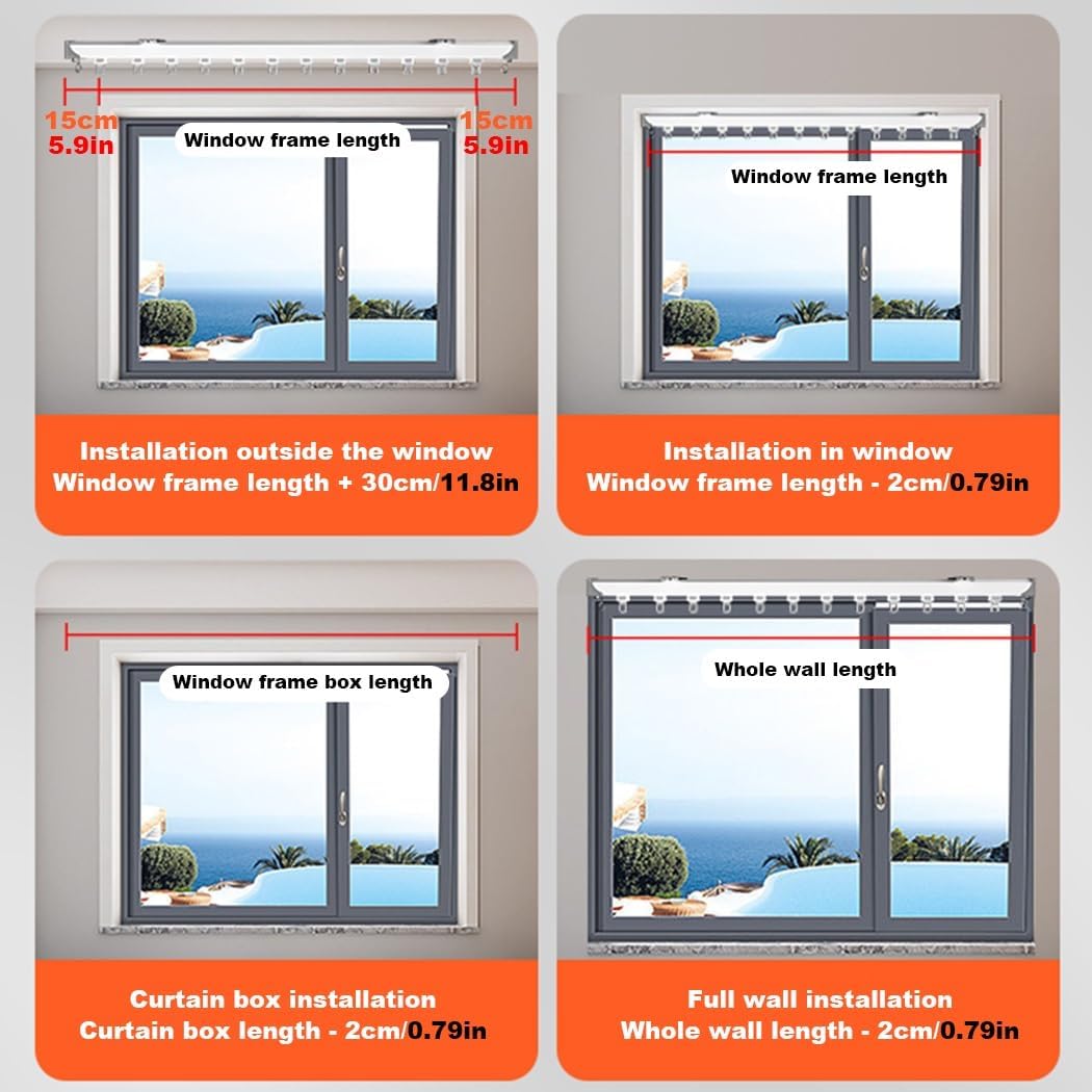 Heavy Duty Double Curtain Rail Track, Curtain Straight Rail, Ceiling Curtain Track, Wall Mounted Track Curtain System 70cm~600cm(Champagne,6.2FT/190CM)