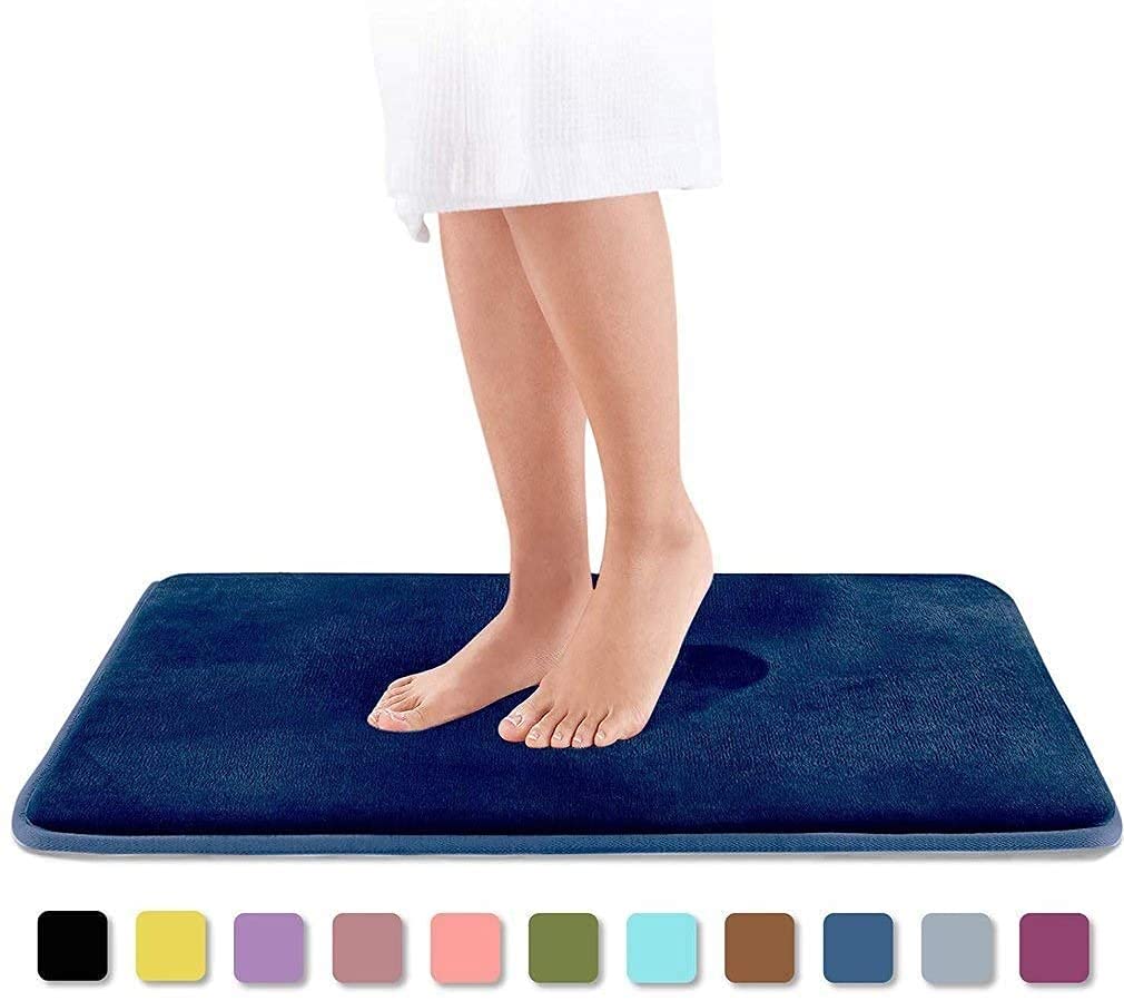 Home Bath Mat Non Slip Baño Alfombra Soft Coral Fleece Memoria de espuma Alfombra Alfombrilla Cocina Aseo Decoración Decoración Lavable Agua Absorbente Anti-Slip Mat para baño y baño ( Color : Sky Blu