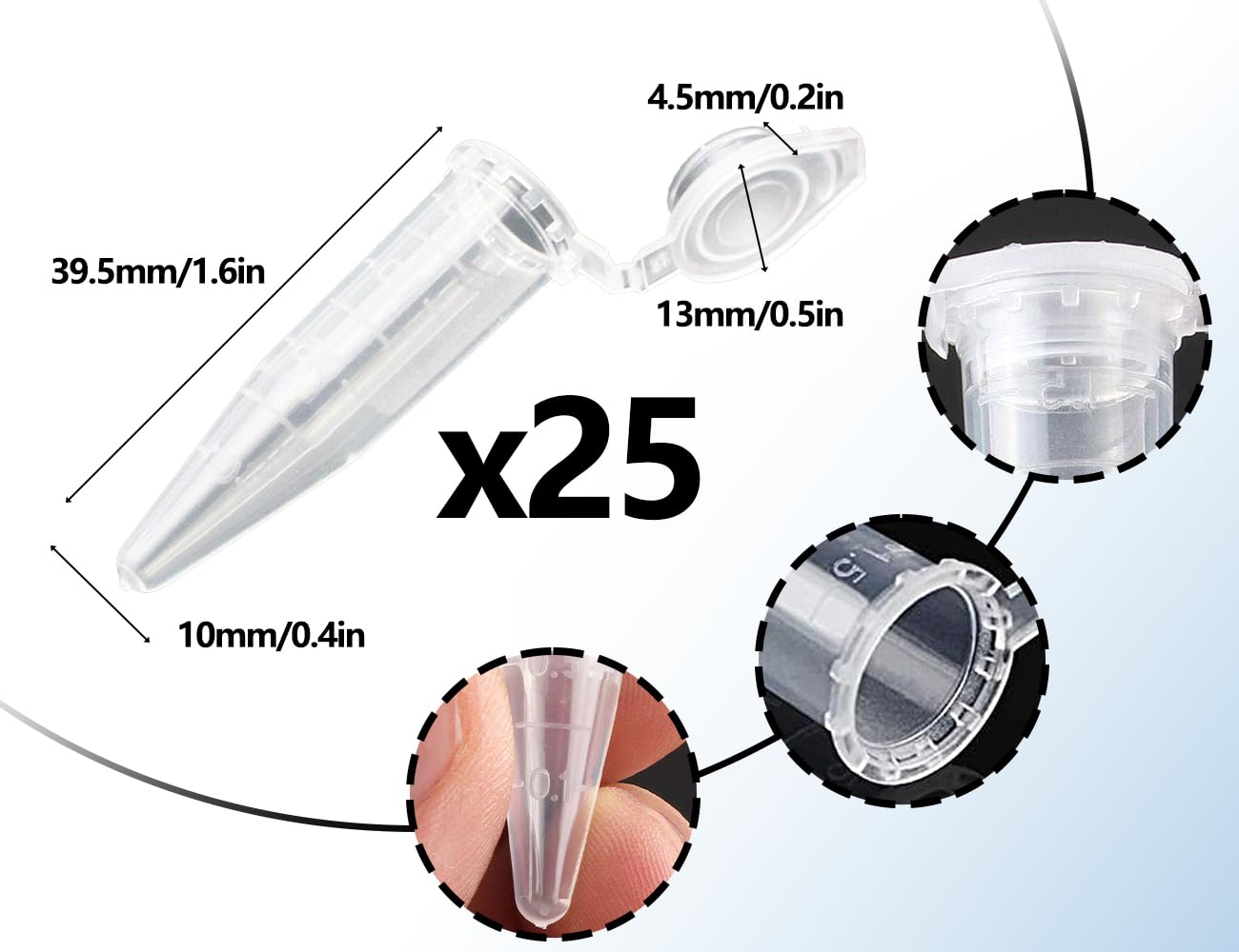 Lot De 200 Tubes à Échantillons 1,5 Ml – Capsules De Réaction Transparentes, Ultra-Résistantes Avec Capuchons Étanchés