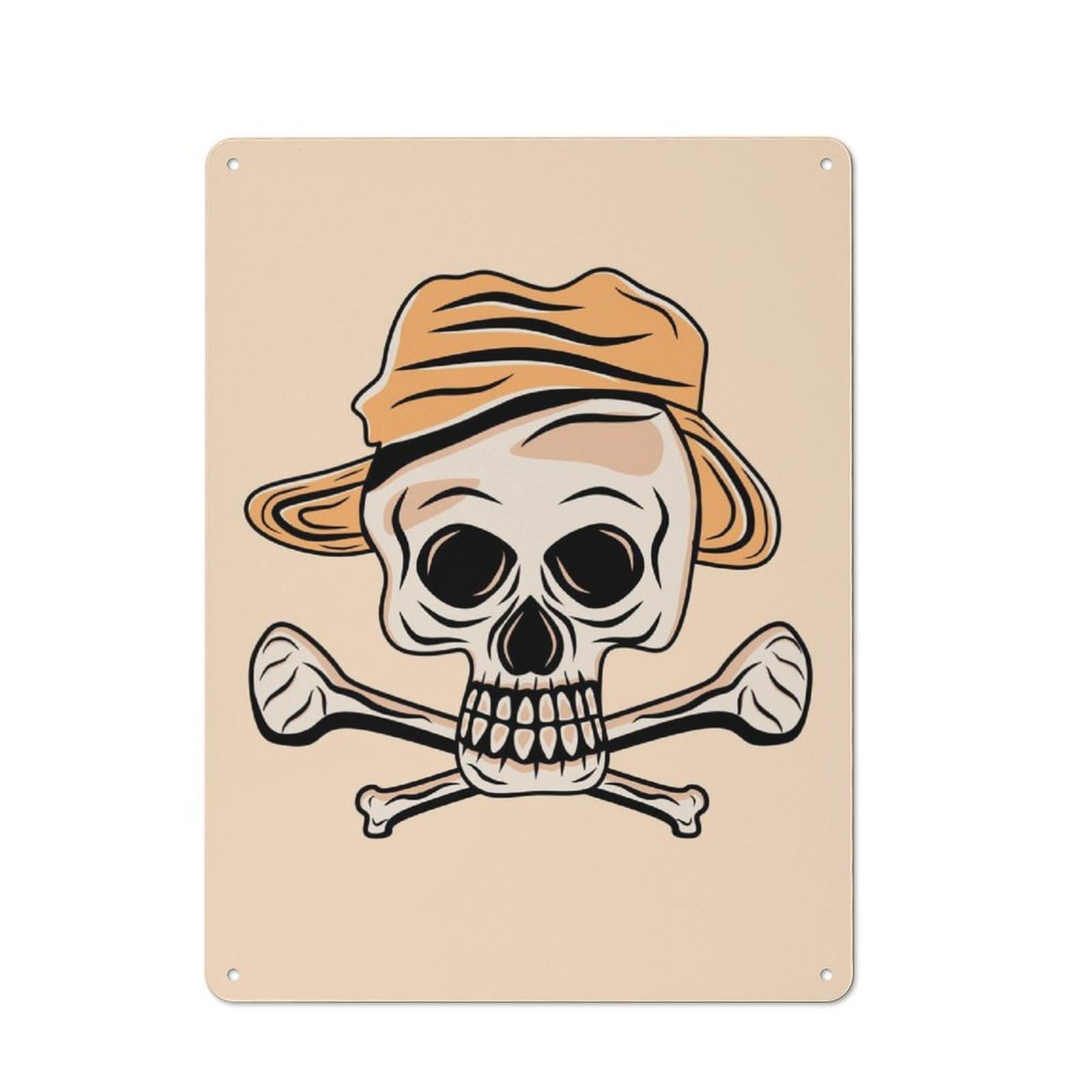 Junmoney Skull Vintage Shed Style Metal Wall Decor 40X30cm, Tin Sign For Conservatory, Home Bar Or Utility Room