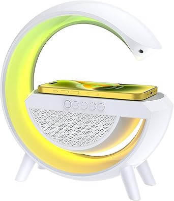 TRIDEO New Intelligent LED Table Lamp, 4 in 1 Wireless Charger Night Light Lamp, App Control Bluetooth Speaker Alarm Clock,Lamp for Bedroom Home Dcor-Best Choice of Music Lover