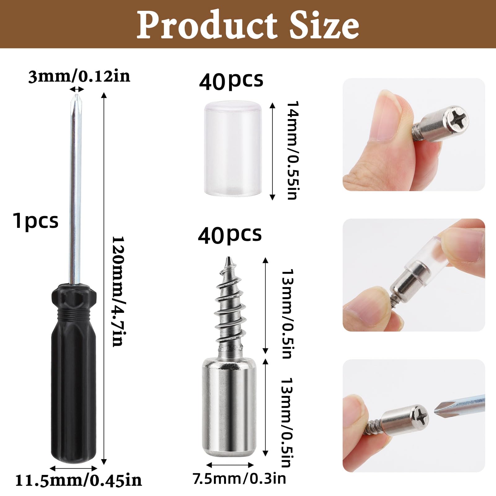 40 PCS Shelf Support Pegs, Shelf Pins, Shelf Support Pins 7mm Studs Self-Tapping Cupboard Shelf Pegs with Screwdriver - Image 4
