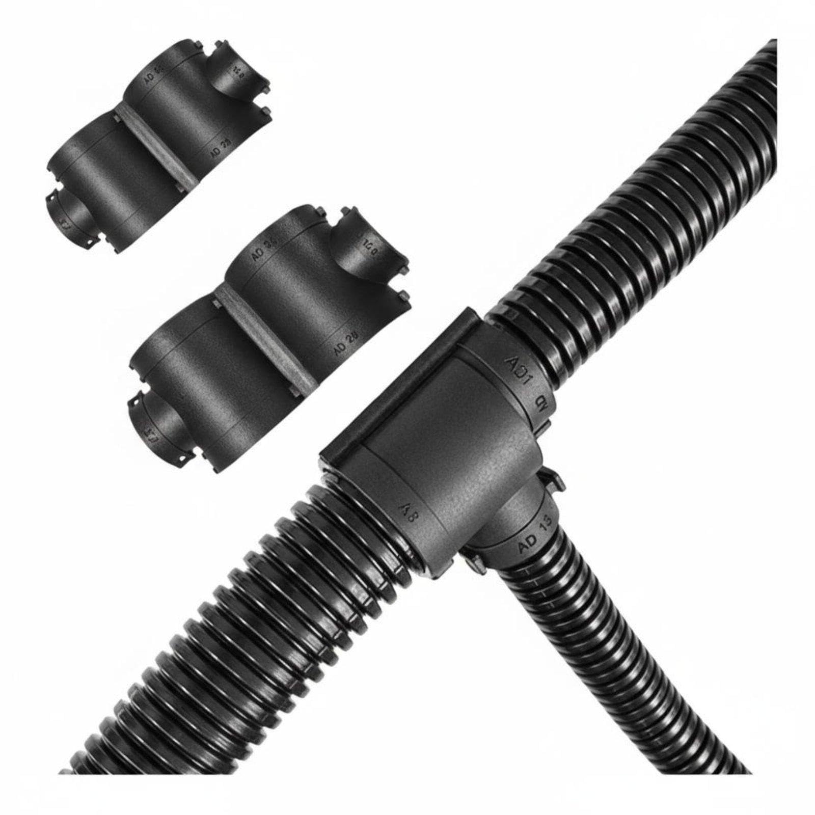 Nylon Corrugated Pipe Connector Retardant Openable Conduit T-Fitting Fasten-Fit Closure Corrugated Tubing T-Joint for Automotive, Workshop, Garage Ad15.8*13*15.8 Reducing T-type|Business-image-12