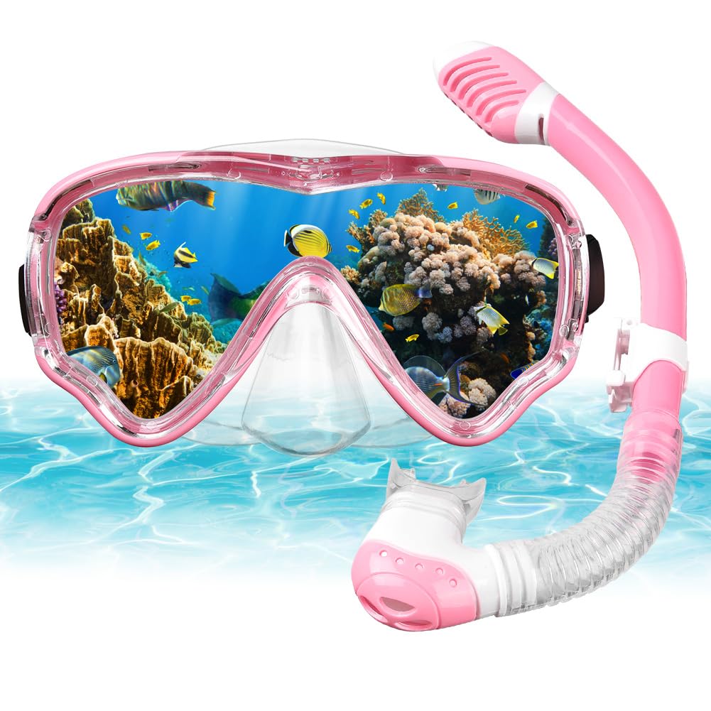 Set da Snorkeling con Boccaglio e Occhiali da Immersione， Anti-Fog Diving Mask, Diving Mask with Large Lenses, per Snorkeling, Diving, Apnea, Nuoto, Unisex