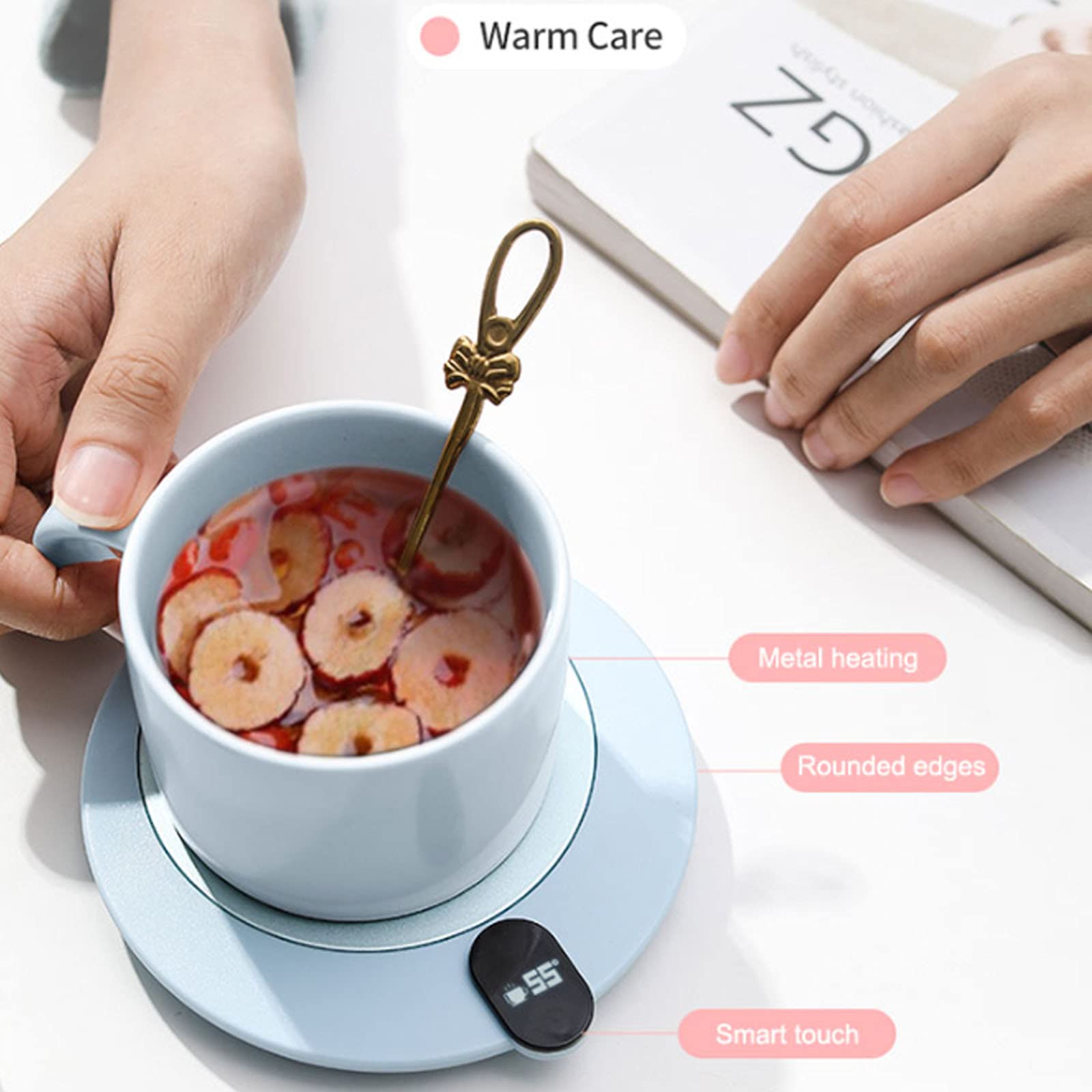 Calentador de Café USB Taza Calentador de Taza de Escritorio Leche Té Agua 3 Temperaturas Almohadilla de Taza con Recordatorio de Agua para Beber para la Oficina en Casa
