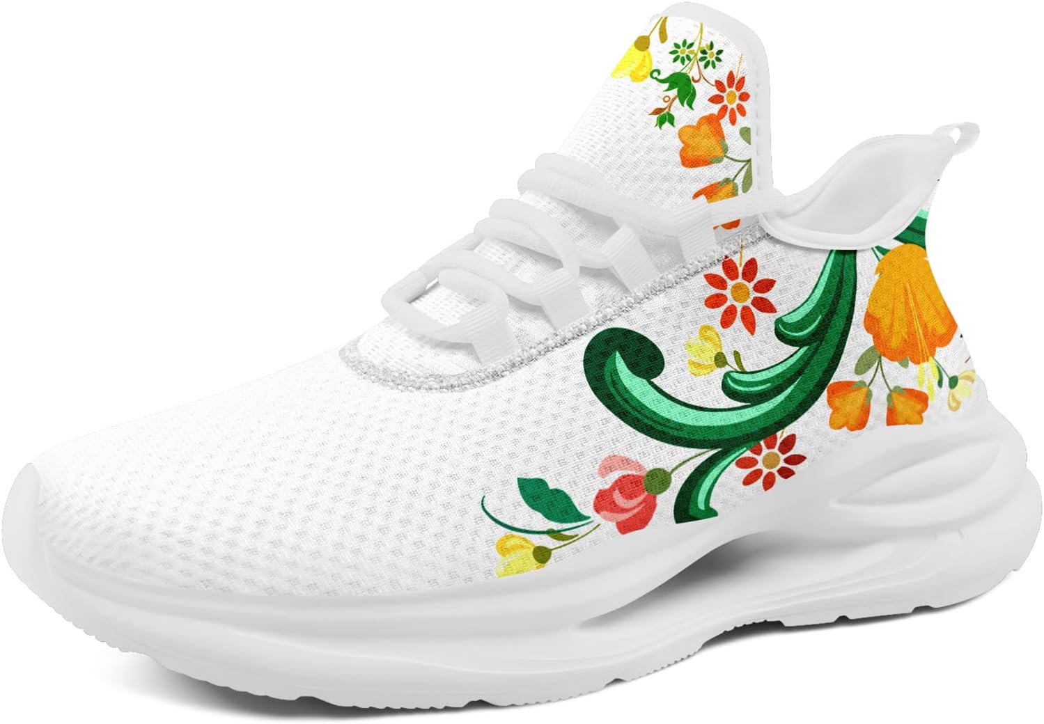 Mexican Floral Print Sneakers for Men & Women - Lightweight Running Shoes Gym Trainers Cushioned Casual Walking Footwear