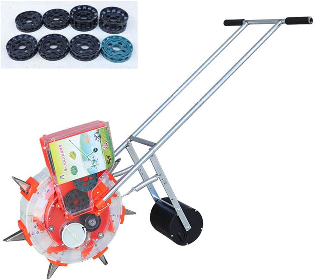 Lawn & Garden Spreaders, Hand-Push Roller Seeder,Push Spreader,Manual Garden Seeder,Clear Seed Storage Box,Walk-Behind Row Crop Planter,for Sowing Seeds, Backyard Agriculture,4 Mouths(