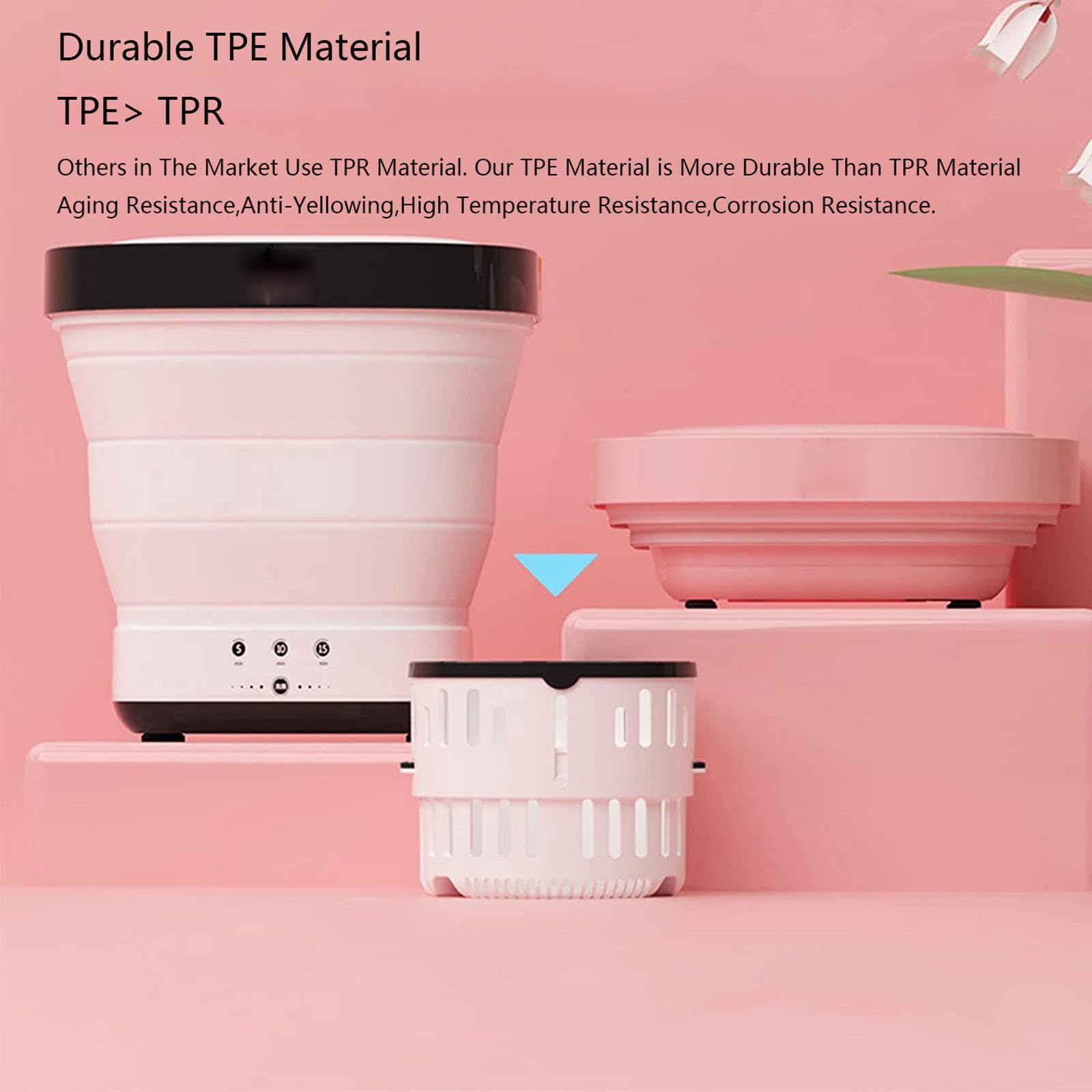 Lavadora Secadora Integrable 60/80℃ Secado y UV Lavadora Secadora Integrable Potencia:60W,Rueda de Onda 4D Mini Lavadora para Calcetines Ropa Interior,White