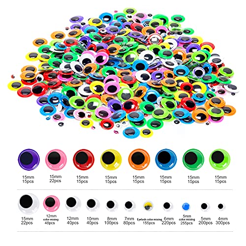 1580pcs googly eyes self adhesive for crafts craft sticker wiggle eyes with multi colored and sizes for diy
