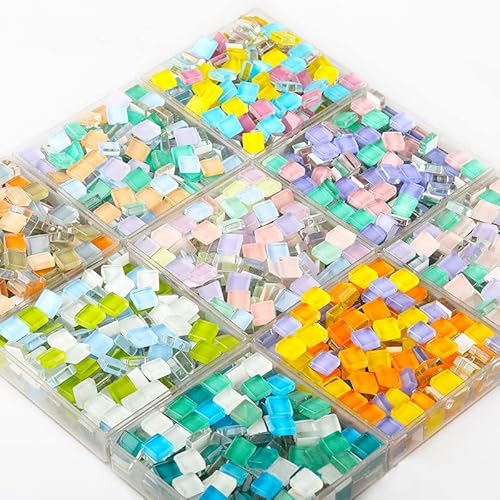 Zhiheng 200 Pack Mini Glass Tiles 3/8Inch Square Crystal Mosaic Tiles With White Backing For Mosaic Jewelry Flower Pots Photo Mirror Frame Home Garden Diy Crafts(Mixed Color 1) #TOP2