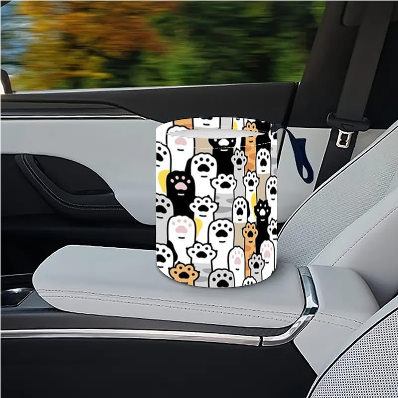 Image of Portable Reusable Waterproof Car Trash Bin, Multipurpose Vehicle Organizer, Road Trip Essentials (Dog paw)