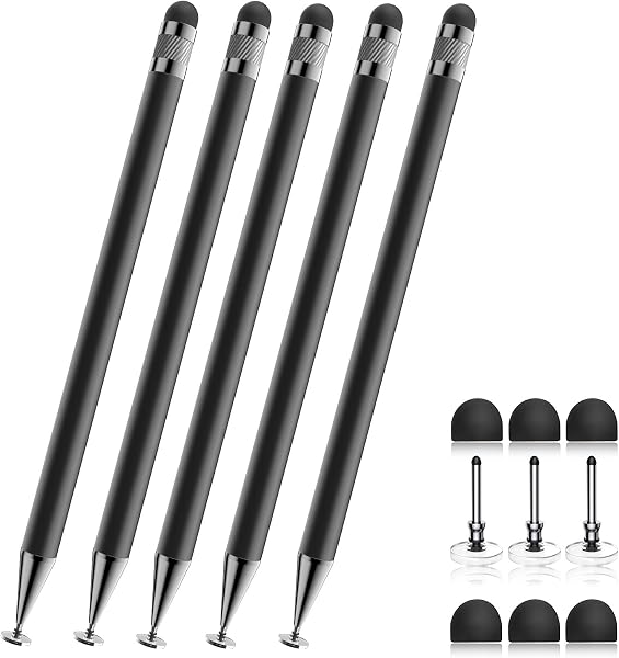 Bopomofo Stylus (5 Pcs),2-in-1 Stylus Pen for Touchscreen, High Precision and Sensitivity, Suitable for iPhone/ipad/Android Tablets, Compatible with Touch Screens,Black - 1