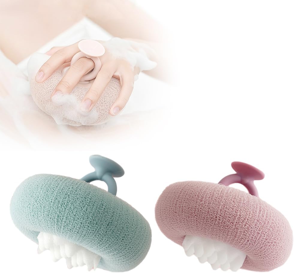 2pcs Bath Sponges,Super Soft Sunflower Suction Cup Bath Ball,2-in-1 Sunflower Shower Sponge with Suction Cup,Exfoliating Bath Sponge for Soft Skin, Eco-Friendly Body Scrubber for Women, Men Shower