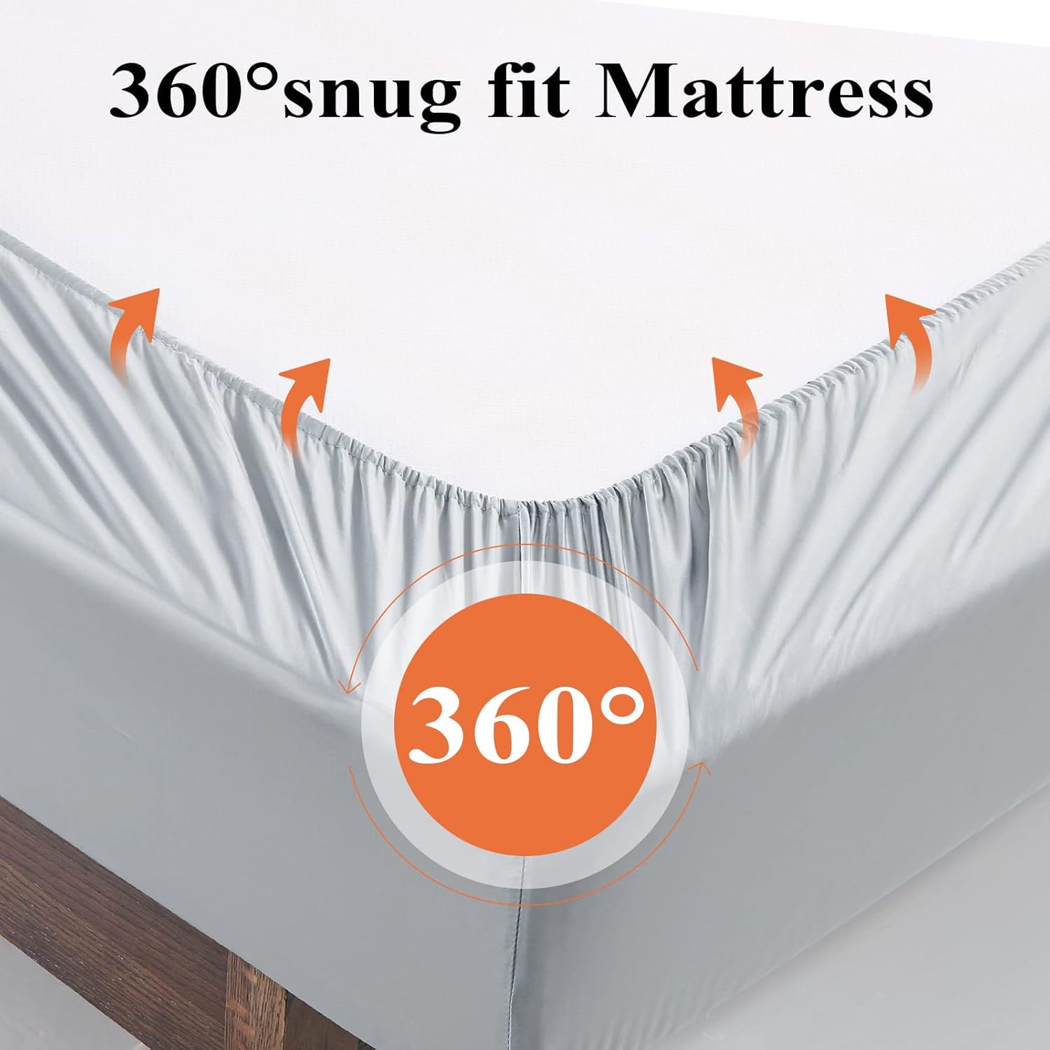 Fitted Sheet 1 Pack Split King Size Only Viscose Derived from Bamboo,400 Thread Count 2-Pack 80"x39",8-16" Deep Pocket,Bottom Sheet Colorfast Soft & Silky & Breathable(Split King, Gray)
