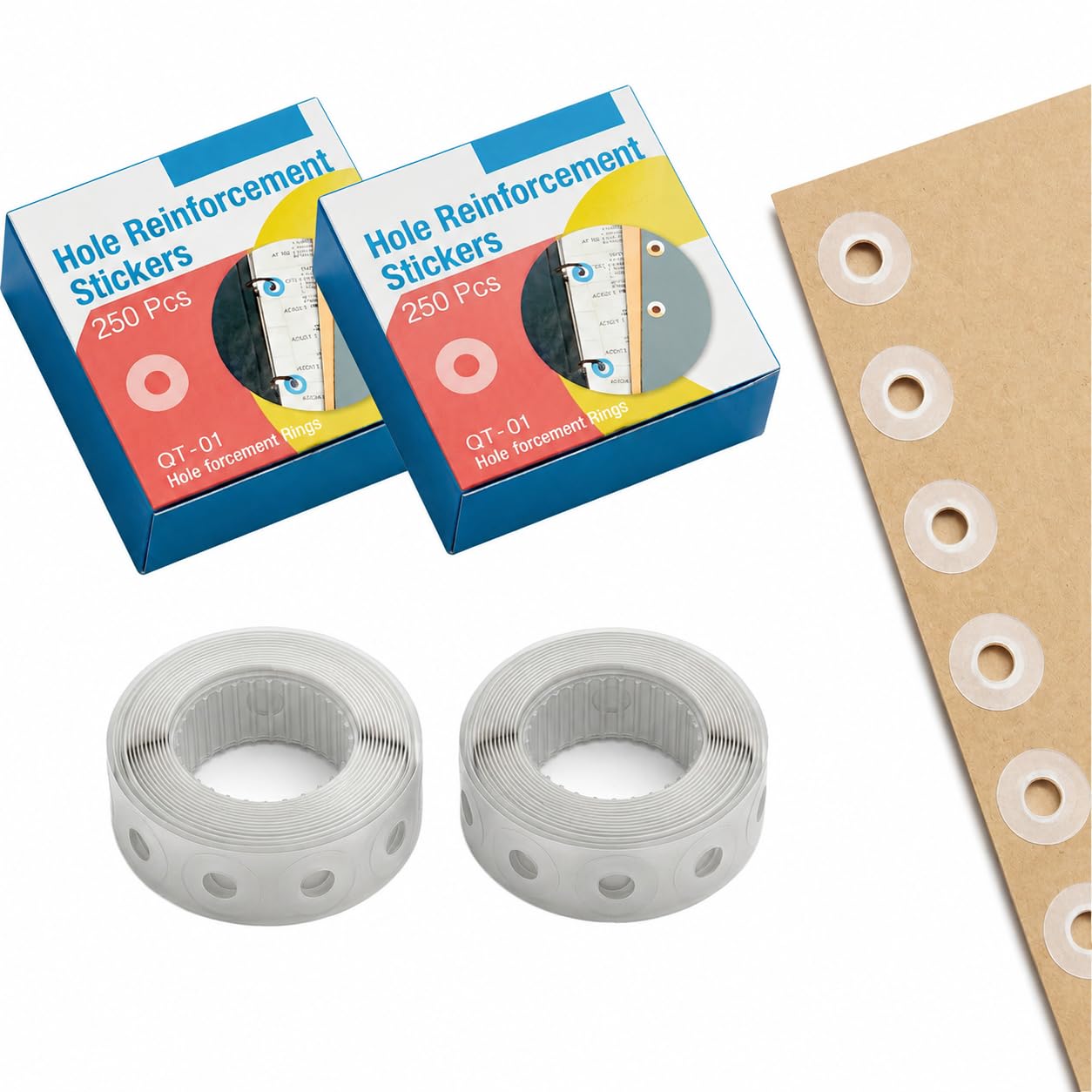 1000 Pcs Transparent Hole Punch Reinforcers Stickers, Waterproof Self Adhesive Reinforcement Rings, PVC Rings Hole Punch Page Reinforcement Stickers Binder Protectors for Office School Home Supplies