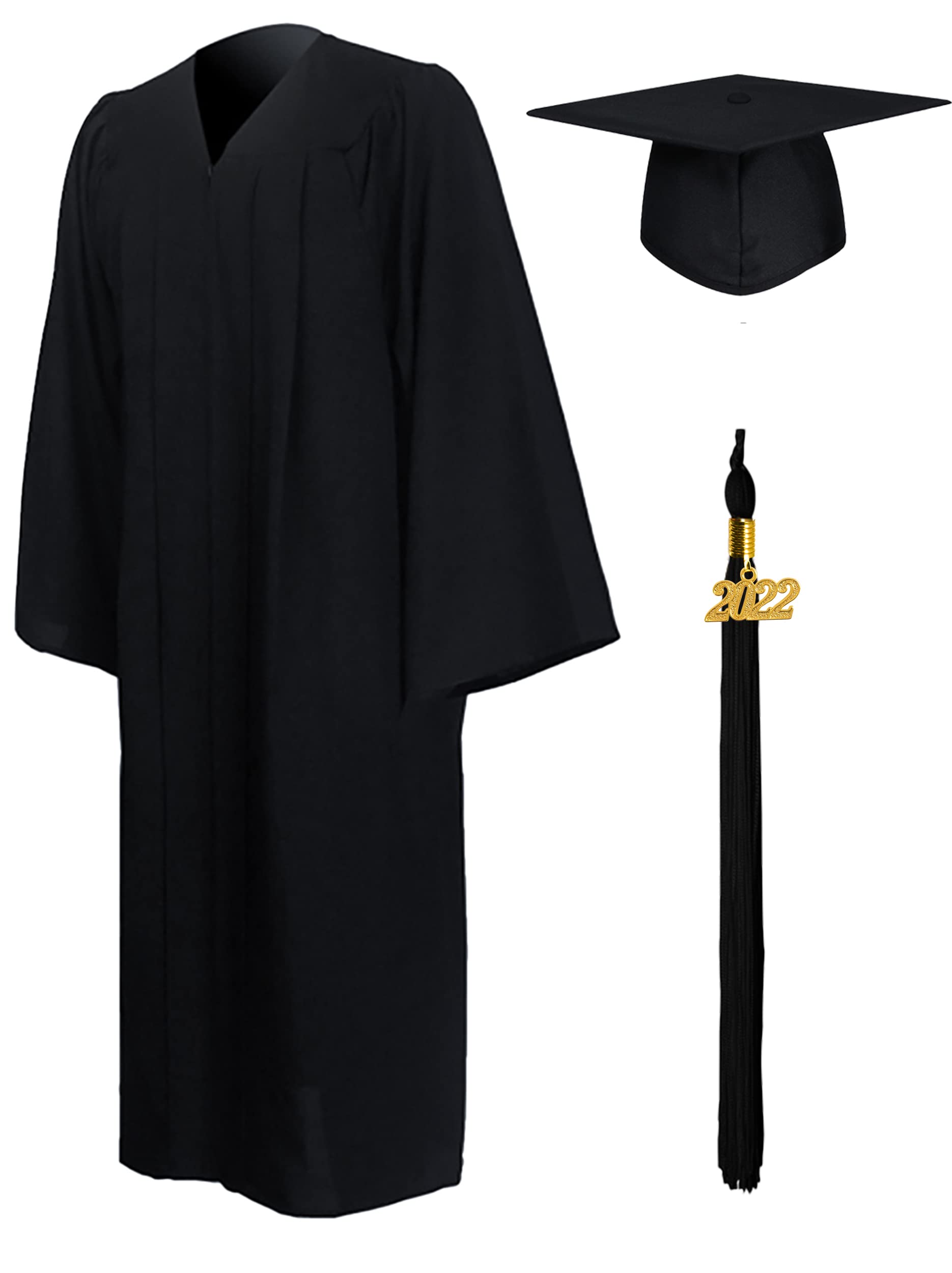 Matte Graduation Gown Cap Tassel Set 2022 for High School and Bachelor