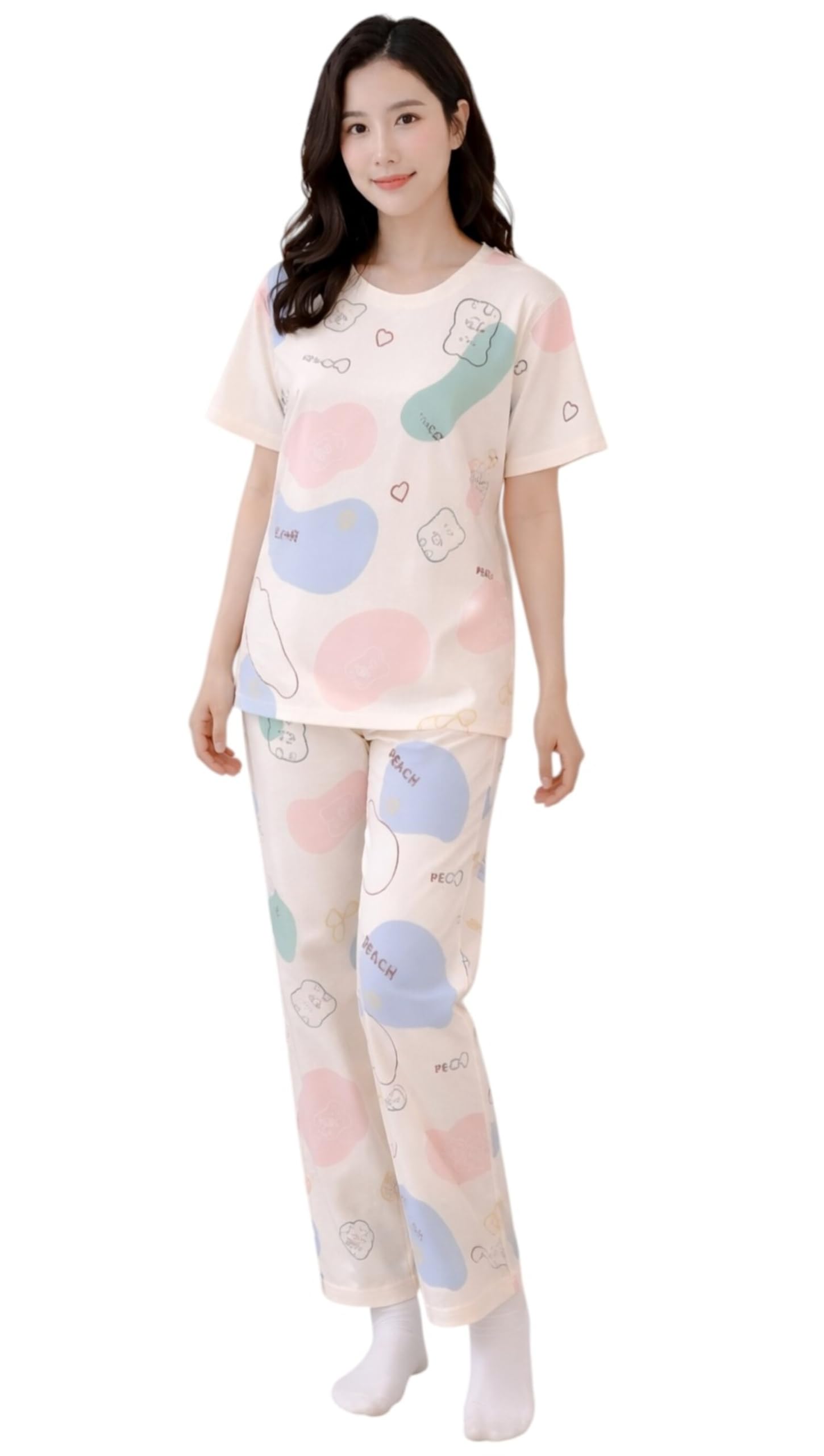 nosequeen Women's Cotton Night Suit Set Top and Pajamas Soft Relaxed Korean Lightweight Comfortable Sleepwear Loungewear Summer Women & Girls-picture-20