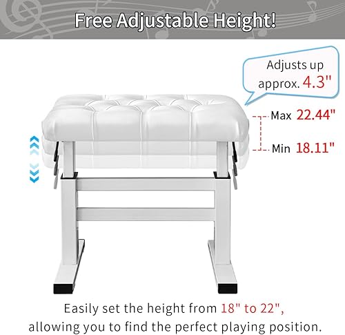 Miniatura 3 de lumizone Banco de teclado con elevación hidráulica  Banco de piano de altura ajustable, taburete de piano resistente con cuero PU de 23.62" x