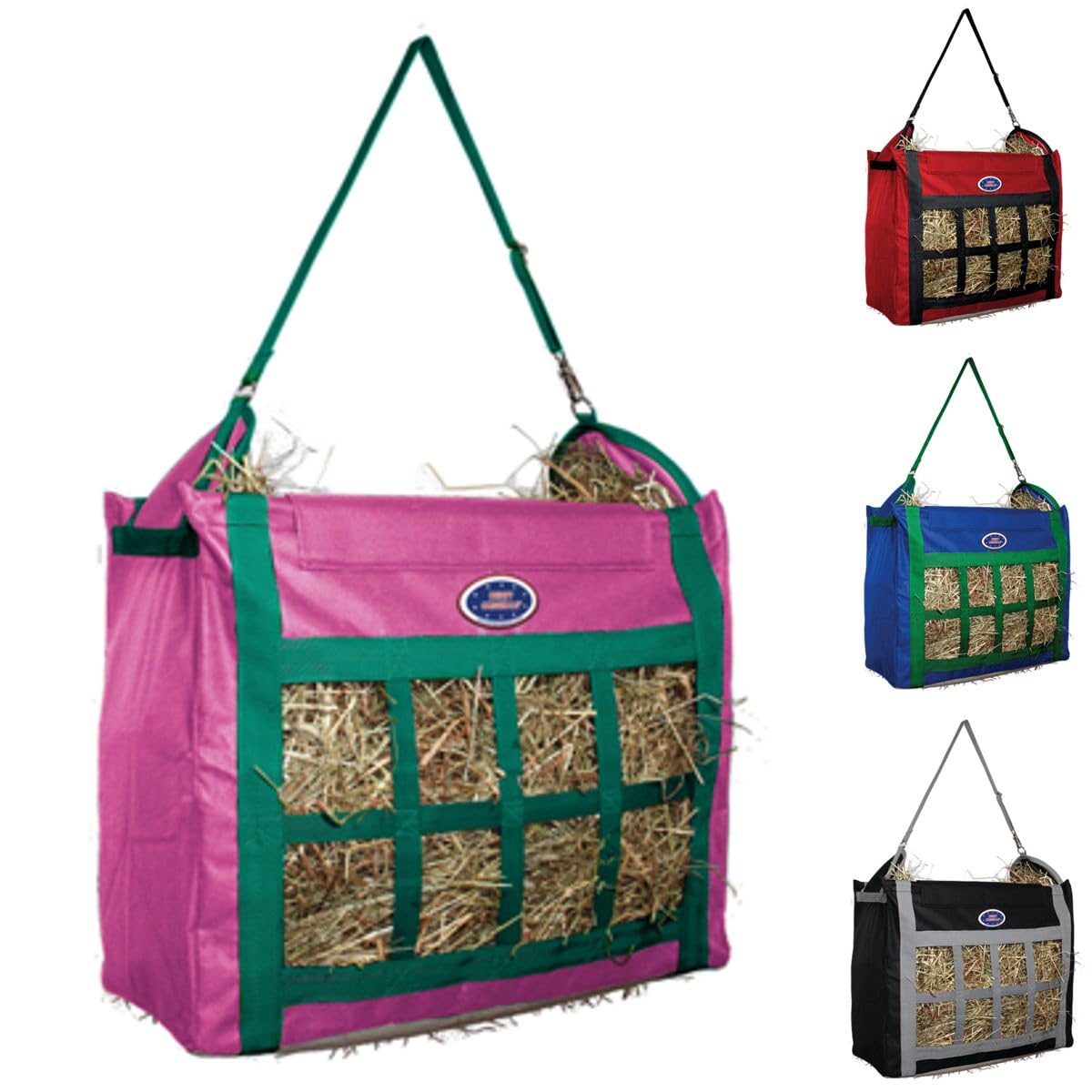 Top Load Hay Bag with Super Tough Bottom and 6 Month Warranty (Pink/Turquoise)