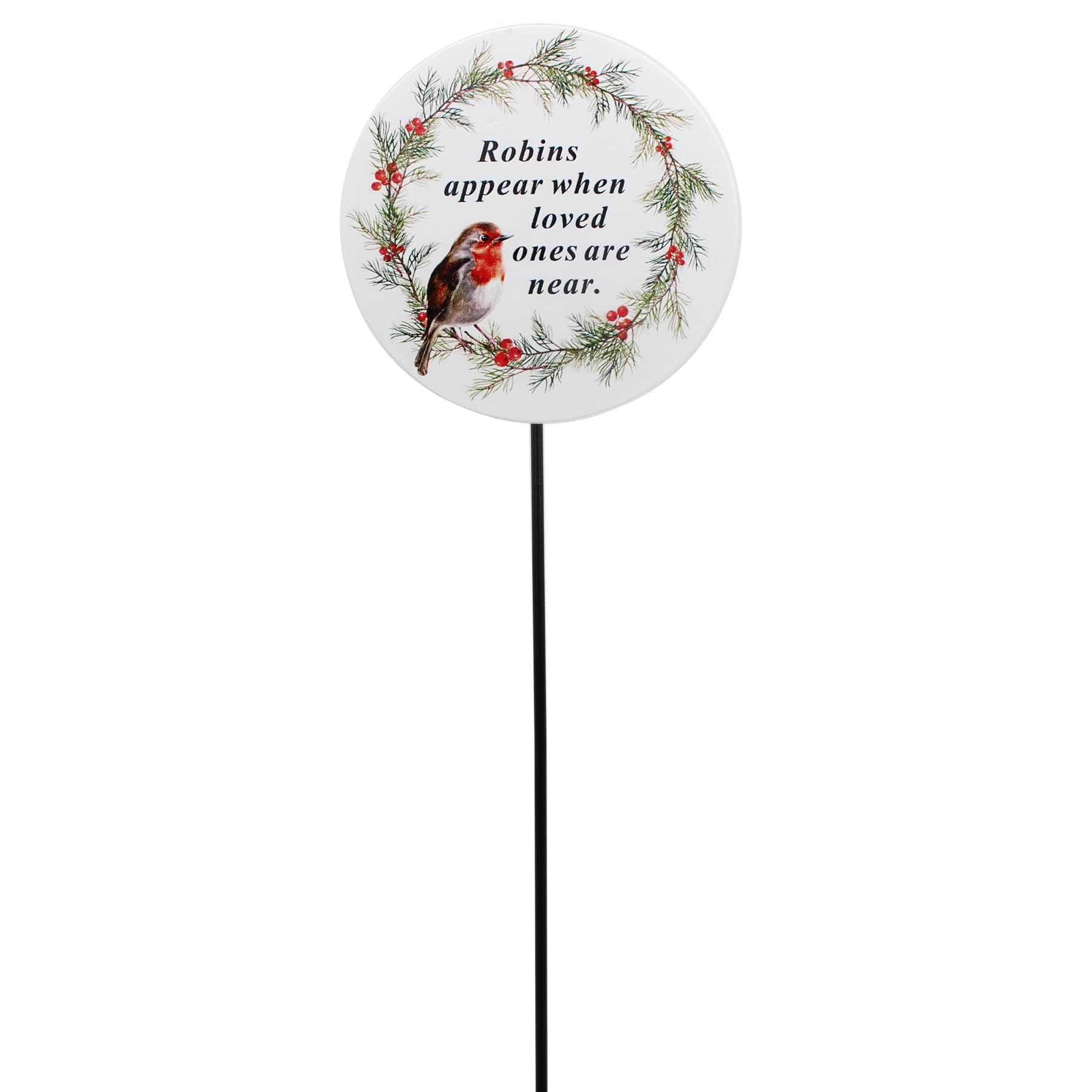 Widdle Gifts Graveside Memorial Plaque on a 26cm Stick with Robin Design and Elegant Wording (Robins Appear 0356)