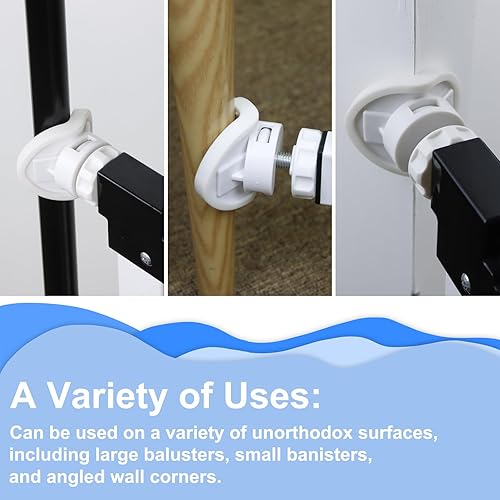 Miniatura 7 de Paquete de 2 adaptadores de barandilla de puerta de bebé para puertas de escalera montadas a presión, kit de piezas de hardware universal para