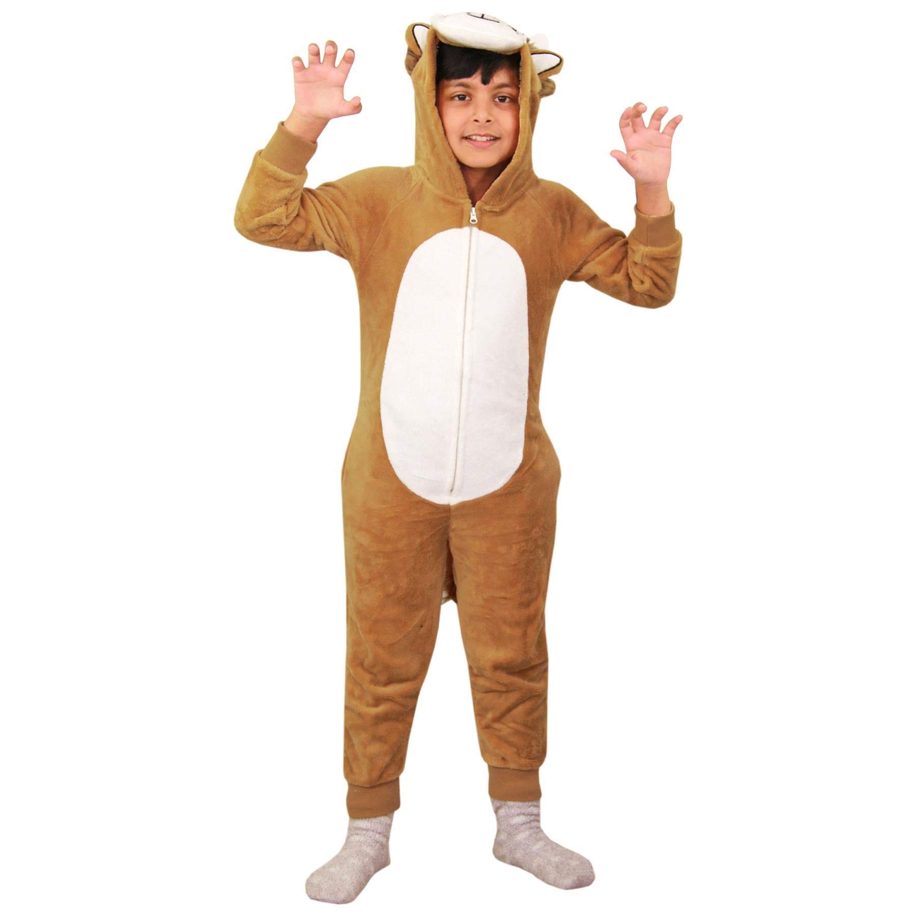 A2Z 4 Kids Disfraz de león para niños y niñas, extra suave, esponjoso, todo en uno, disfraz de animal, para Halloween de edad 2, 3, 4, 5, 6, 7, 8, 9, 10, 11, 12, 13 años