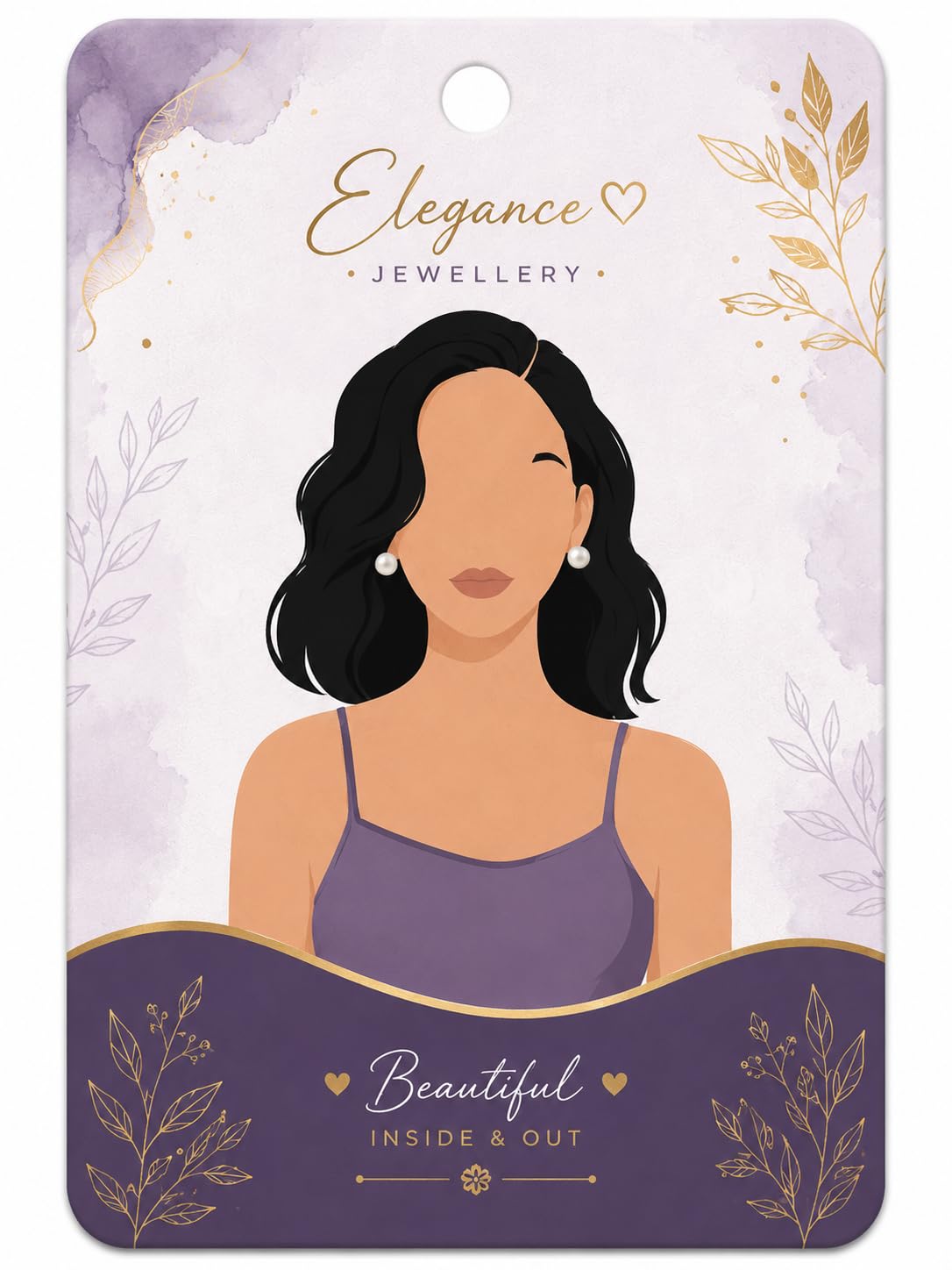 Jewellery Display Cards Pack of 50 | Single Side Print | 300 GSM | 2.5 x 3.5 Inch | Elegant Lavender Girl Design | Earring, Necklace, Pendant & Handmade Jewellery Display Cards-image-46