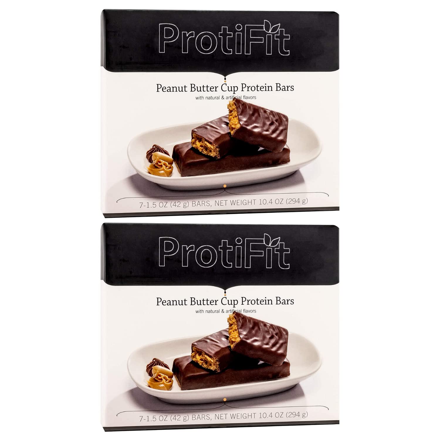 PROTIFIT - Low Calorie Peanut Butter Cup Protein Bar 2 Pack, High Protein, 15g Protein, Low Carb, Low Sugar, Ideal Protein Compatible, 7 Servings Per Box, (2 Pack)