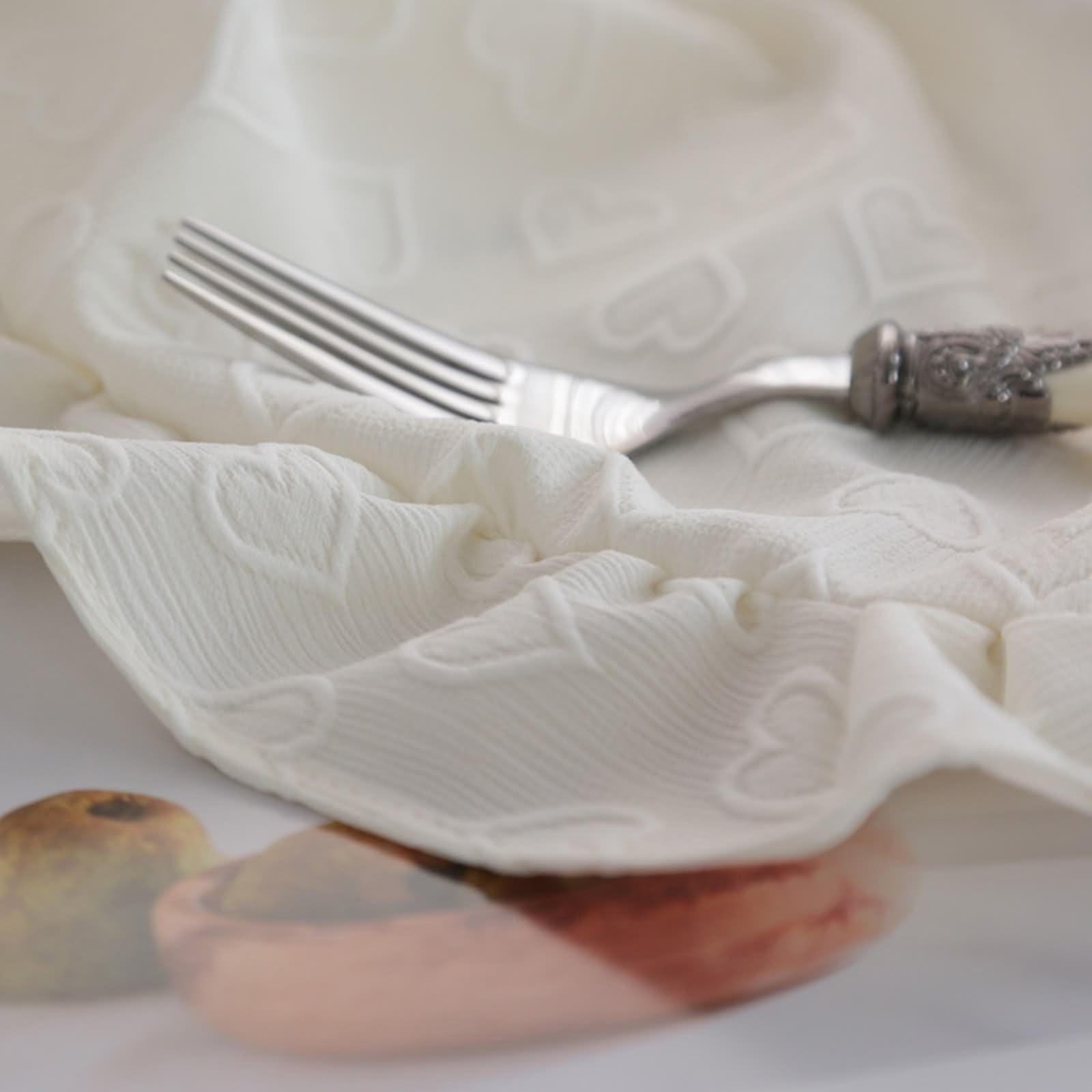 Tischsets Platzsets 4er Set, Platzset Beige Boho 38x45cm Einfarbige Herzstruktur Polyester