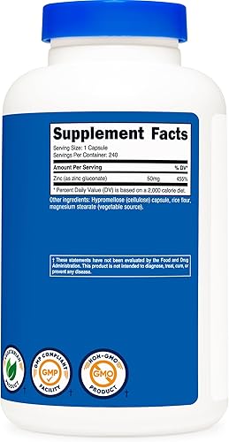 Miniatura 9 de Nutricost Gluconato de zinc 120 cápsulas vegetarianas (50 mg), sin gluten y sin OMG
