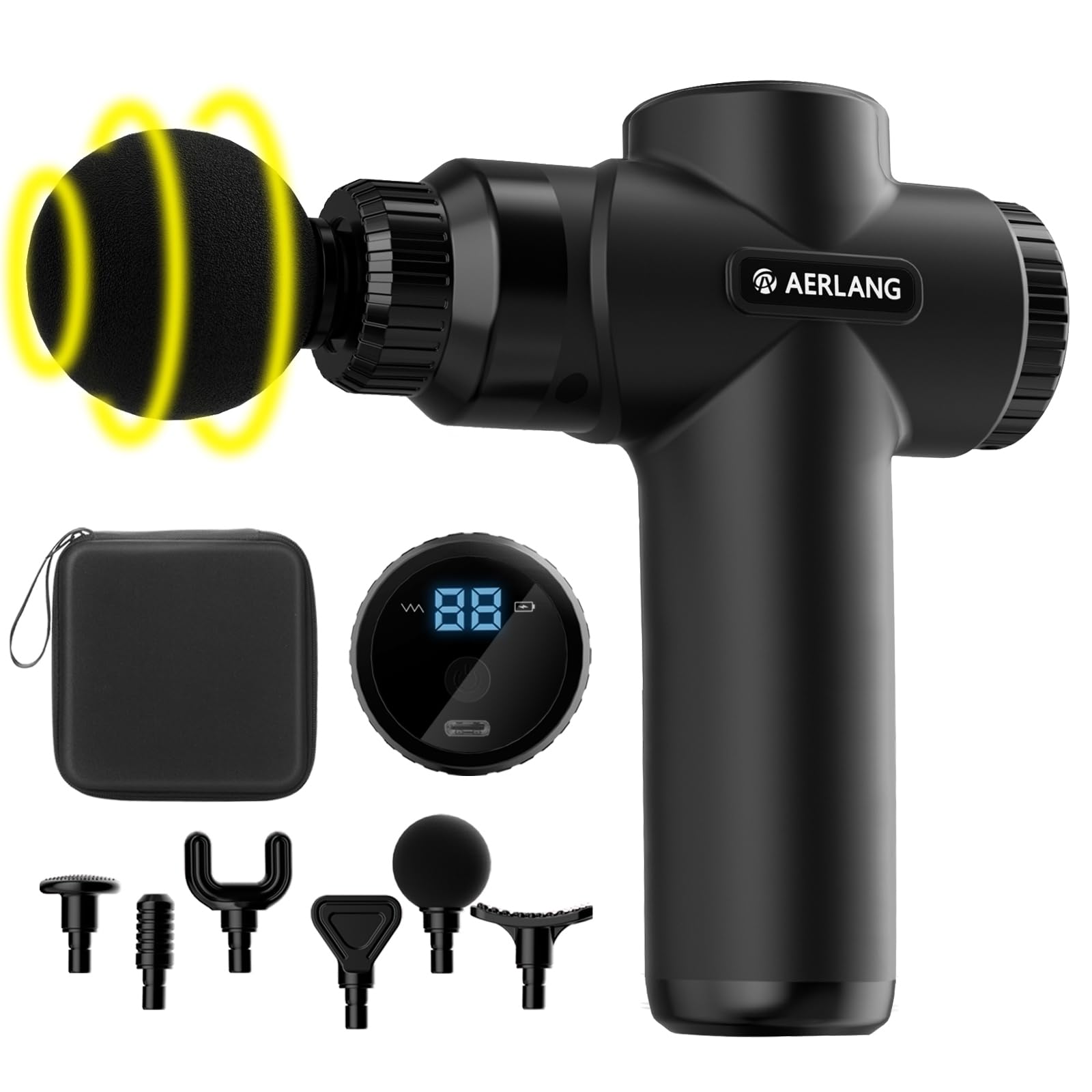 AERLANG Massage Gun, Massage Gun Deep Tissue, with 10 Speed Levels, Type-C Charging, Portable Handheld Muscle Massager, Home and Office Use, Ideal Gifts for Men - Black