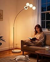 Vista 20 de Lightdot Lámpara de pie de globo regulable de 64 pulgadas (brillo ajustable), lámparas de pie negras con 4 bombillas de 3000 K incluidas, lámpara