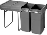 Emuca - Recycling bin for lower mounting and manual pull-out in kitchen unit 2x25litres, Anthracite Grey - 1