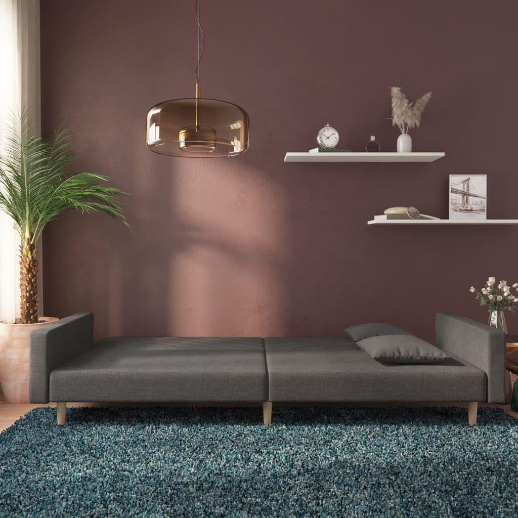 Divano Letto a 2 Posti con 2 Cuscini Grigio Scuro in Tessuto,Divano,Divano da Soggiorno,Design Moderno,Divano Posti Economico-375900