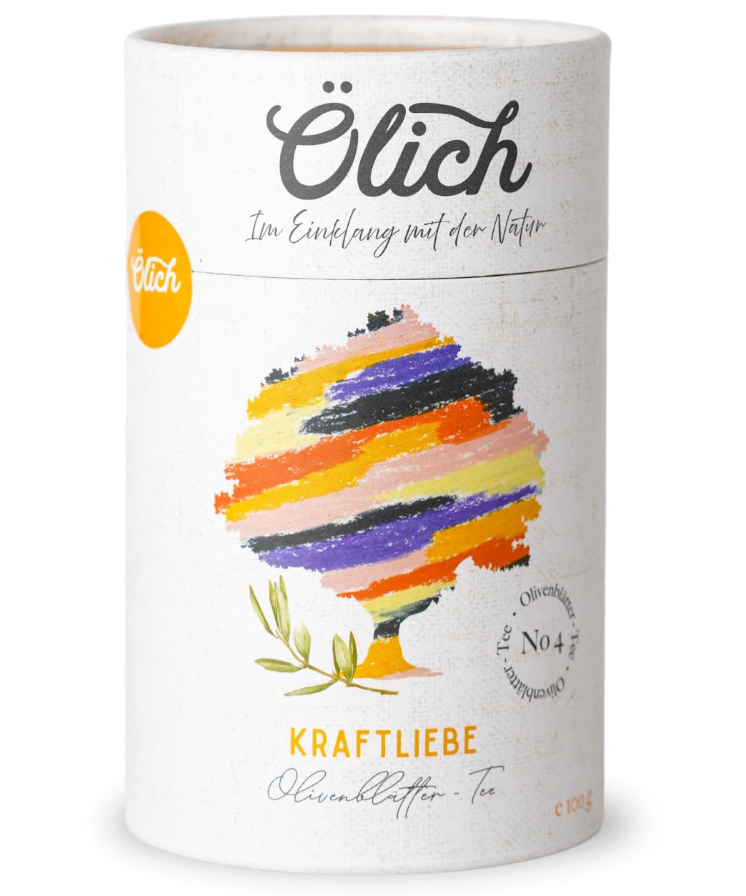 Ölich Premium Olivenblättertee Kraftliebe I Olivenblatt Tee mit Grüntee, Zitronengras und Lavendel I reich an Antioxidantien I 100g