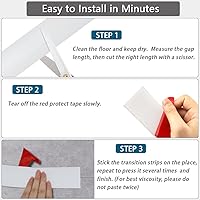 Vista 5 de Tira de transición de suelo de 2 pulgadas, tira de transición de vinilo plano autoadhesiva con respaldo fuerte (2.0 in, 20 pies, blanco)