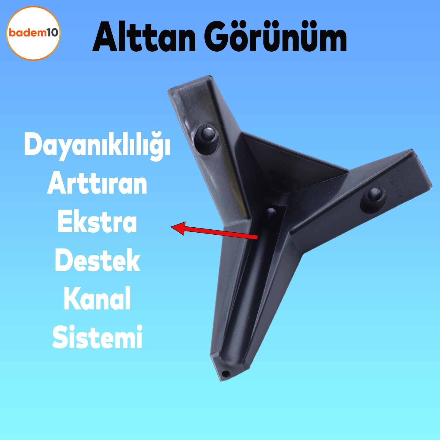 Badem10 Kale 6'lı Set Mobilya TV Ünitesi Çekyat Koltuk Kanepe Destek Ayağı 15 cm Siyah Baza Ayak M8 Civatalı